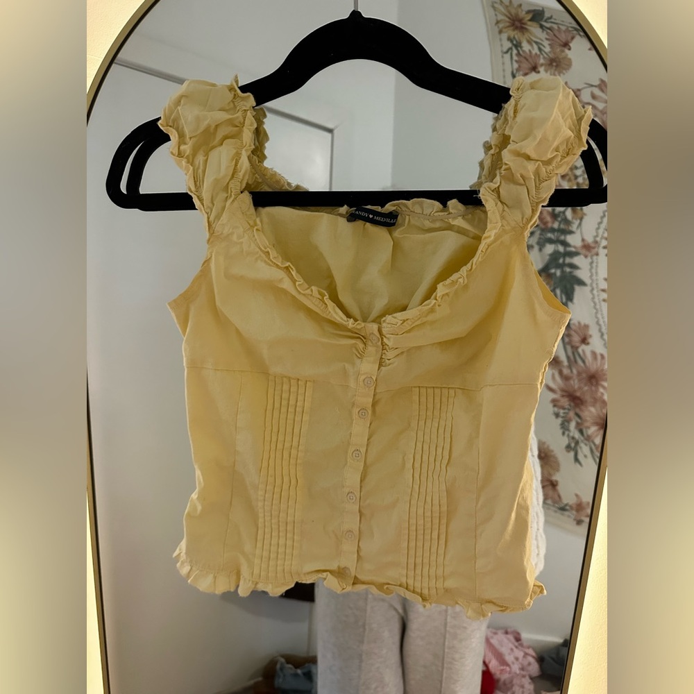 Brandy Melville Yellow Ruffle Tank
